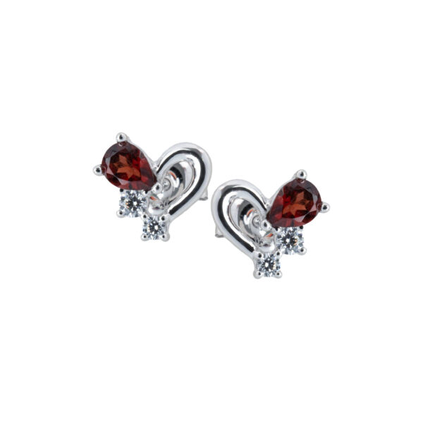 Bông tai đính đá Garnet đỏ và đá CZ