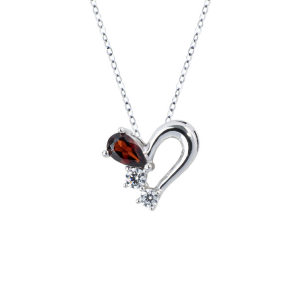 Mặt dây chuyền hình trái tim đính đá Garnet