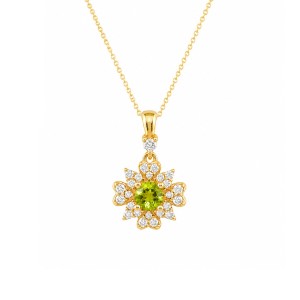 Mat day chuyen vang vang bong hoa trai tin da Peridot IJC