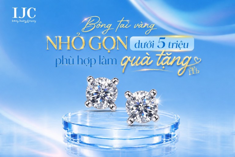 bông tai vàng nhỏ gọn dưới 5 triệu phù hợp làm quà tặng,
