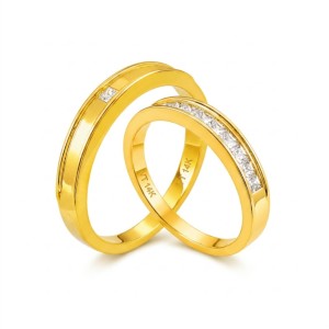 NHẪN CƯỚI C1.009 1 Nhan cuoi vang da CZ