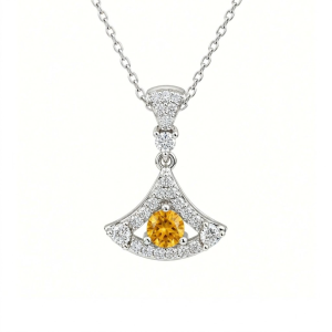 Mat day chuyen da Citrine CZ 1