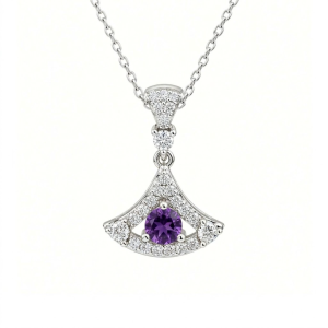 Mat day chuyen da amethyst CZ