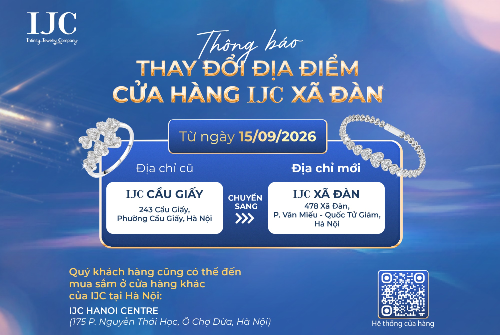 THÔNG BÁO THAY ĐỔI ĐỊA ĐIỂM CỬA HÀNG IJC CẦU GIẤY 1 Thông báo thay đổi địa điểm IJC Cầu Giấy sang IJC Xã Đàn