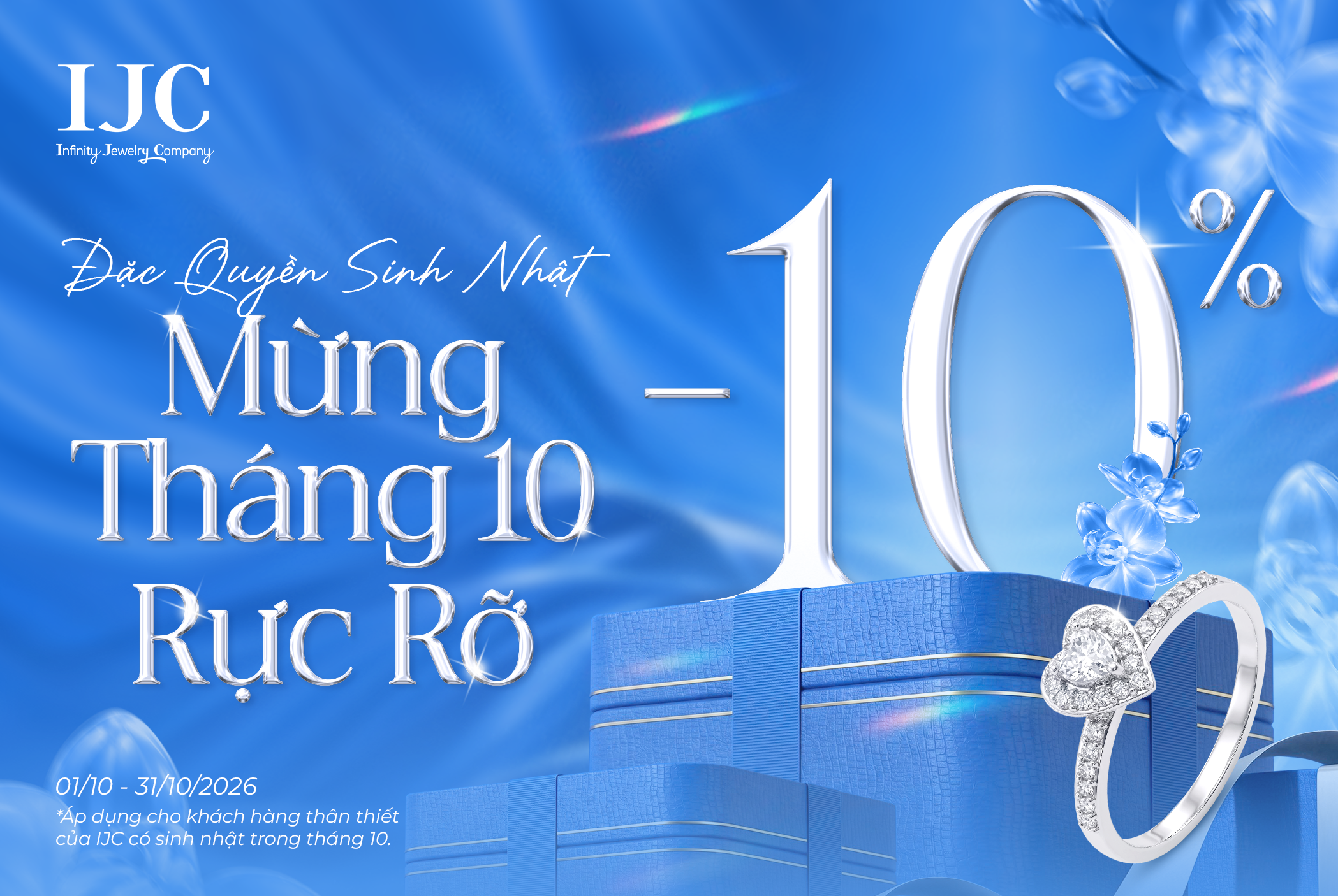ĐẶC QUYỀN SINH NHẬT: ƯU ĐÃI 10% MỪNG THÁNG 10 RỰC RỠ 1 BANNER ƯU ĐÃI MỪNG SINH NHẬT BẠN THÁNG 10,