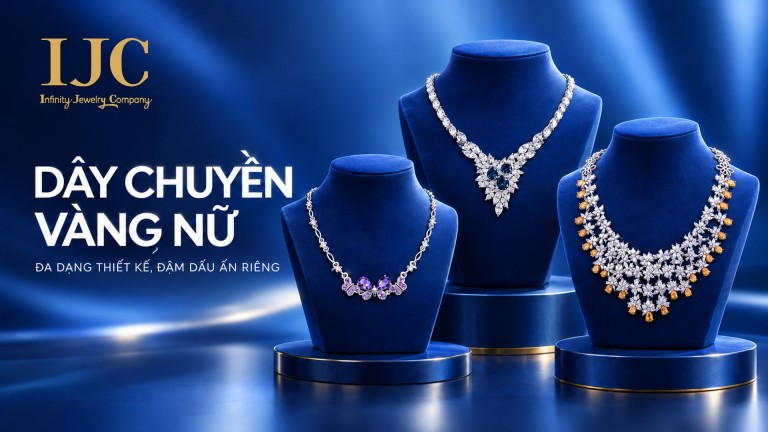 Dây chuyền vàng nữ, dây liền mặt tinh tế | IJC 1 Dây chuyền vàng nữ, dây liền mặt tinh tế | IJC